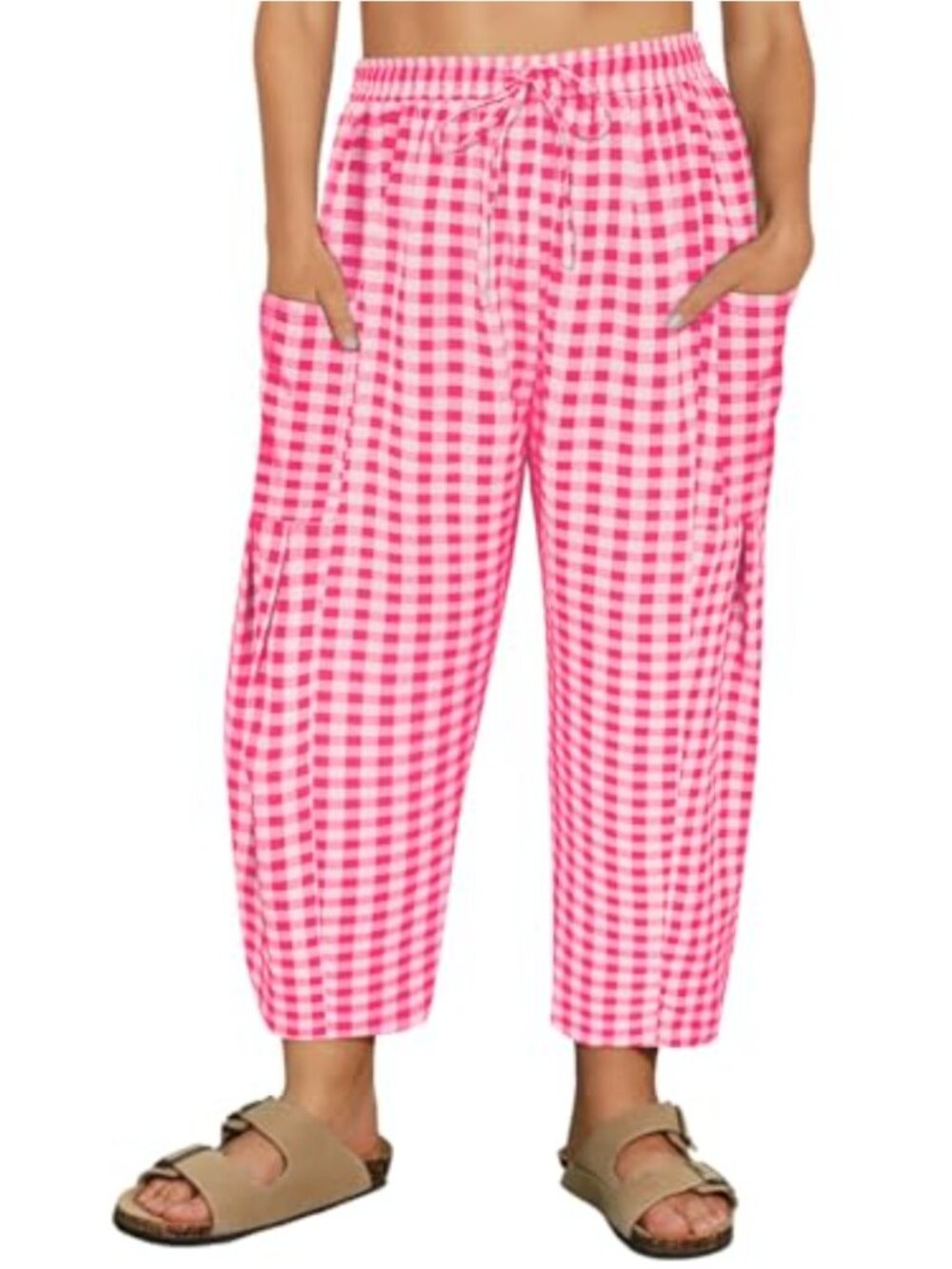 Plus Size Cotton Polyester Palazzo Harem Pants Drawstring Beach Vacation